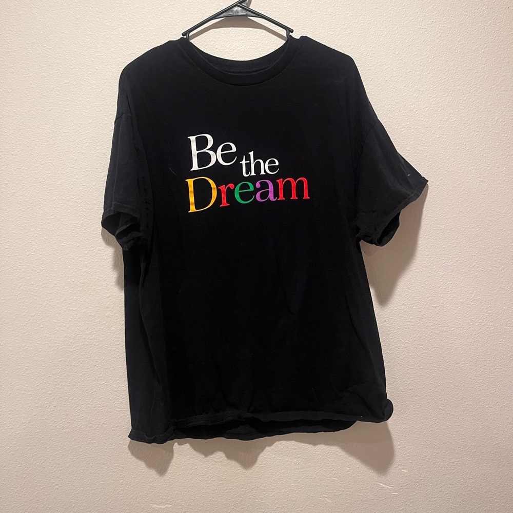 Black Graphic T-Shirt with Colorful Text